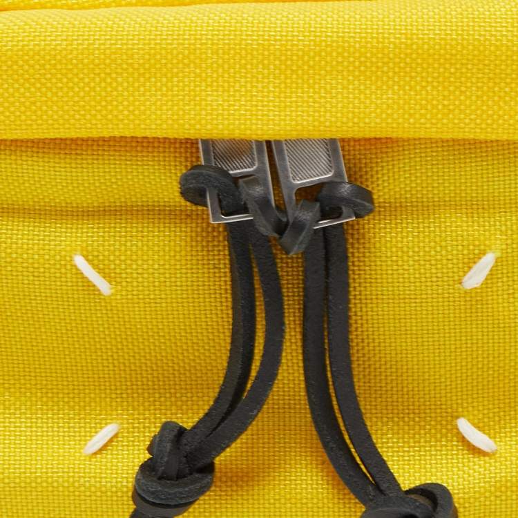 Pre Owned Maison Martin Margiela Yellow/Black Nylon and Leather Belt Bag 