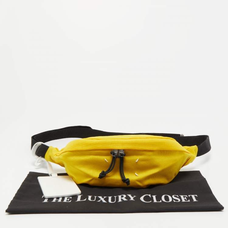 Pre Owned Maison Martin Margiela Yellow/Black Nylon and Leather Belt Bag 