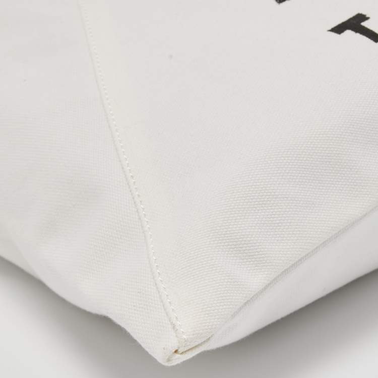 Pre Owned MM6 Maison Martin Margiela White Printed Canvas Triangle Tote