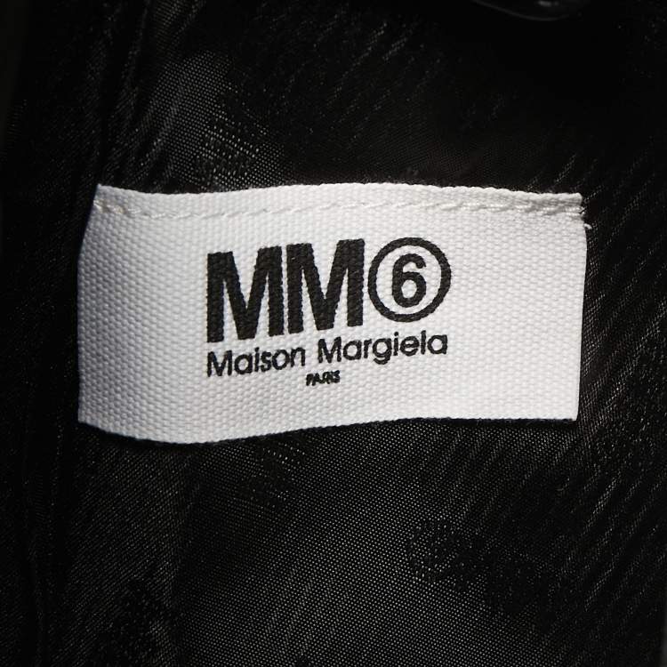 Pre Owned MM6 Maison Martin Margiela White Printed Canvas Triangle Tote