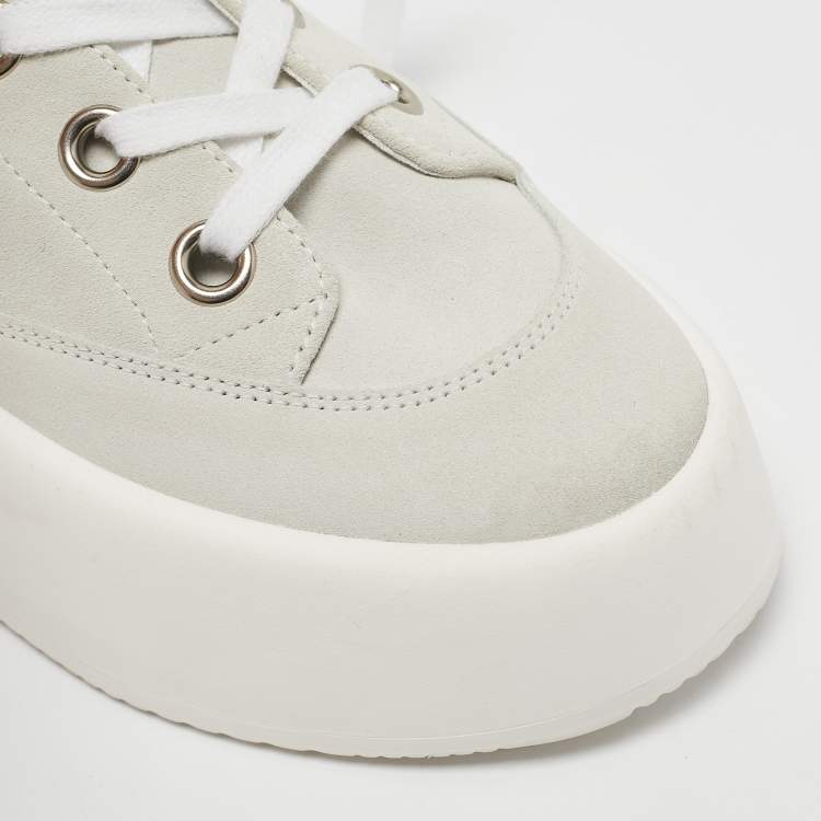 Pre Owned Maison Martin Margiela Grey Suede Tabi Lace Up Sneakers Size 39