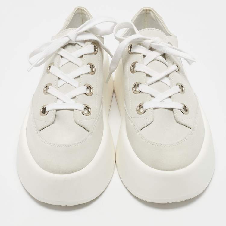 Pre Owned Maison Martin Margiela Grey Suede Tabi Lace Up Sneakers Size 39