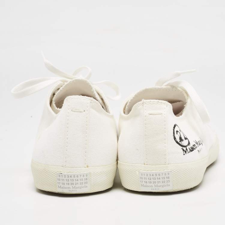 Pre Owned Maison Martin Margiela White  Canvas Tabi Low Top Sneakers Size 41