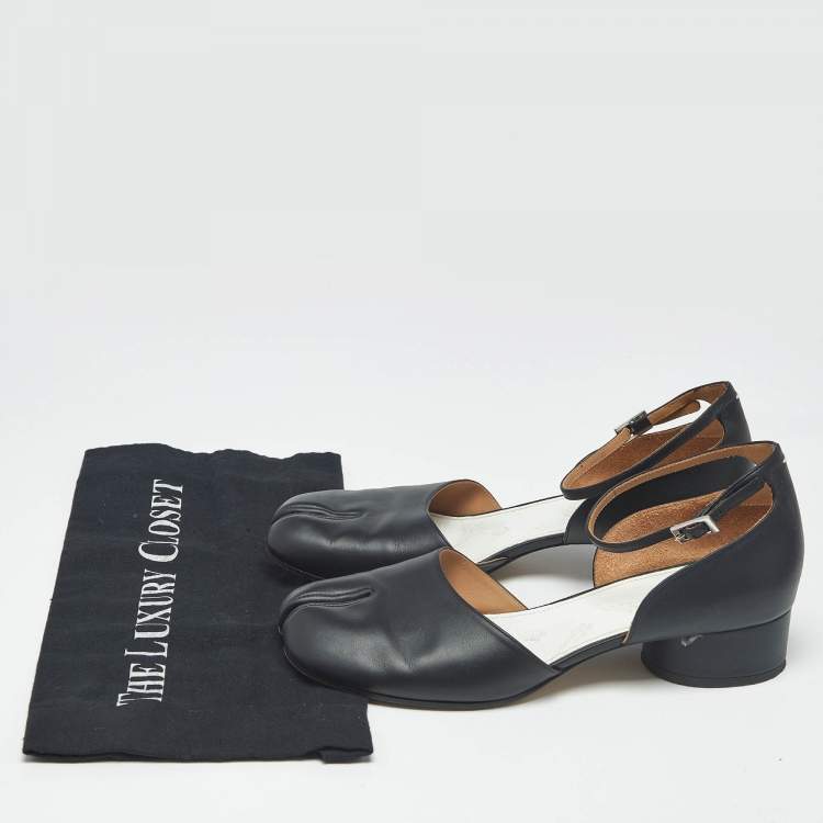 Pre Owned Maison Martin Margiela Black Leather Tabi Mary Jane Pumps Size 41