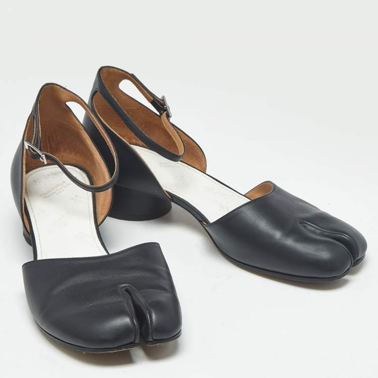 Pre Owned Maison Martin Margiela Black Leather Tabi Mary Jane Pumps Size 41