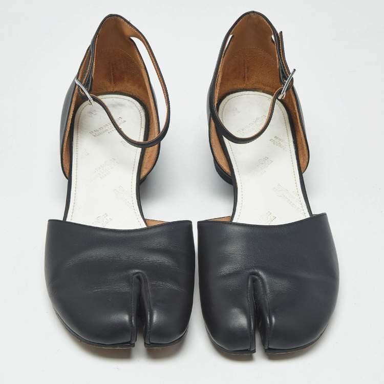 Pre Owned Maison Martin Margiela Black Leather Tabi Mary Jane Pumps Size 41