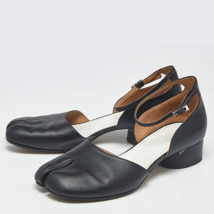 Pre Owned Maison Martin Margiela Black Leather Tabi Mary Jane Pumps Size 41