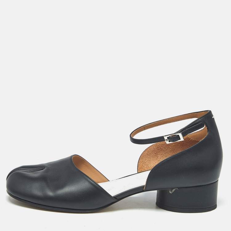 Pre Owned Maison Martin Margiela Black Leather Tabi Mary Jane Pumps Size 41