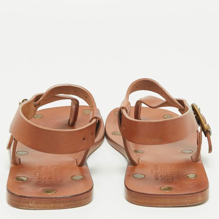 Pre Owned Maison Martin Margiela Brown Leather Thong Sandals Size 36