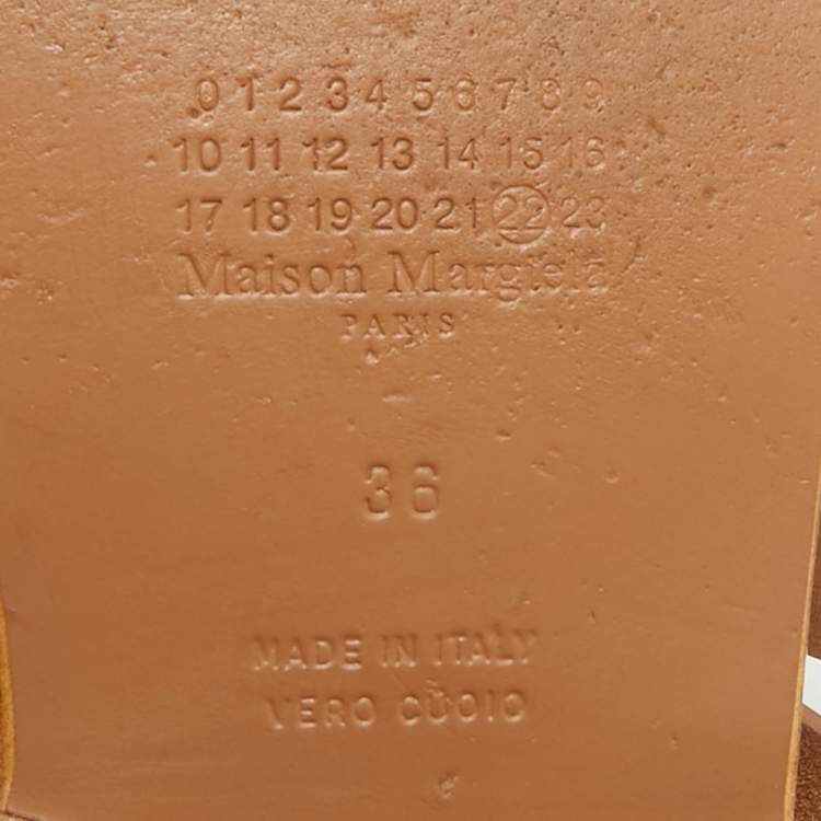 Pre Owned Maison Martin Margiela Brown Leather Thong Sandals Size 36