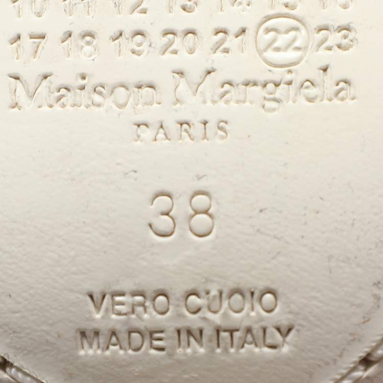 Pre Owned Maison Martin Margiela Silver Patent Leather Mirror Heel Ankle Strap Sandals Size 38