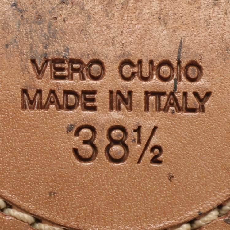 Pre Owned Maison Martin Margiela Yellow/Brown Leather Ankle Strap Sandals Size 38.5