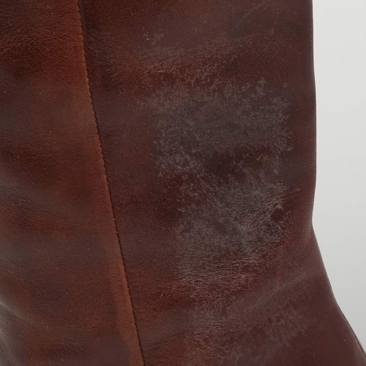 مملوكة مسبقًا Maison Martin Margiela Size 38 Brown Leather Knee Length Boots