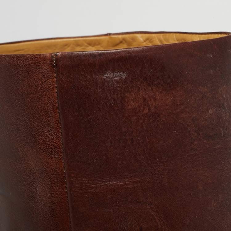 مملوكة مسبقًا Maison Martin Margiela Size 38 Brown Leather Knee Length Boots