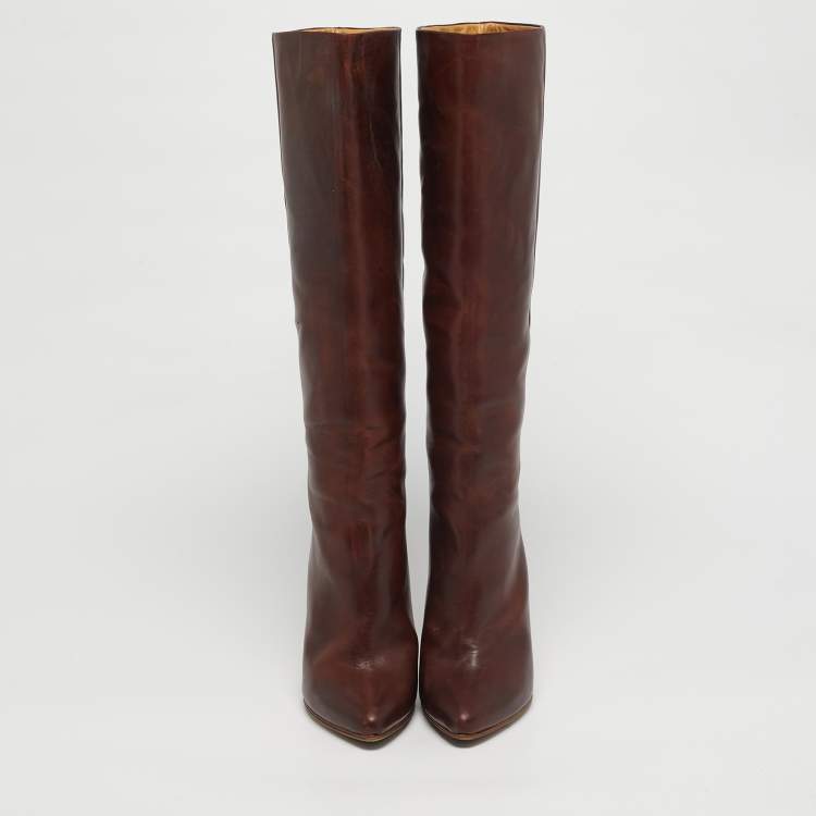 مملوكة مسبقًا Maison Martin Margiela Size 38 Brown Leather Knee Length Boots