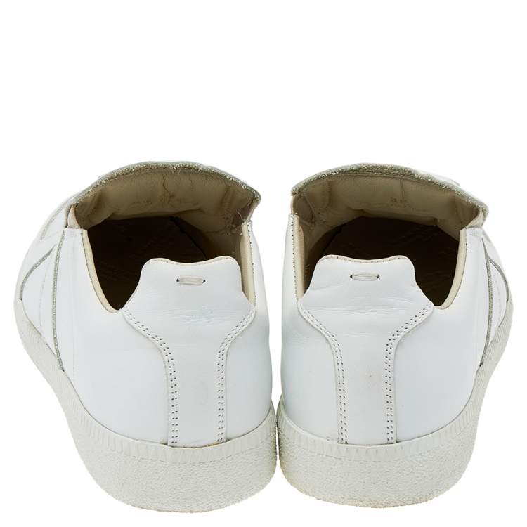 Pre Owned Maison Martin Margiela White Leather Slip on Sneakers Size 39