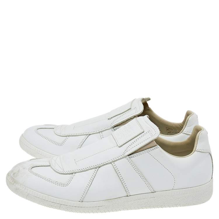 Pre Owned Maison Martin Margiela White Leather Slip on Sneakers Size 39