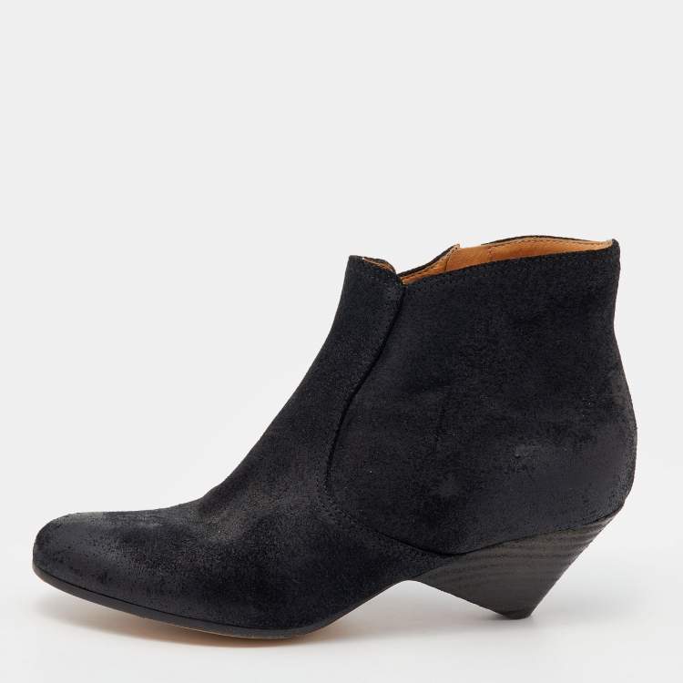 Pre Owned Maison Martin Margiela Black Suede Wedge Boots Size 38