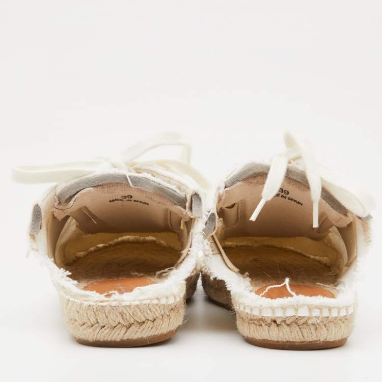 Pre Owned Maison Martin Margiela White Canvas Backless Espadrille Sneakers Size 39