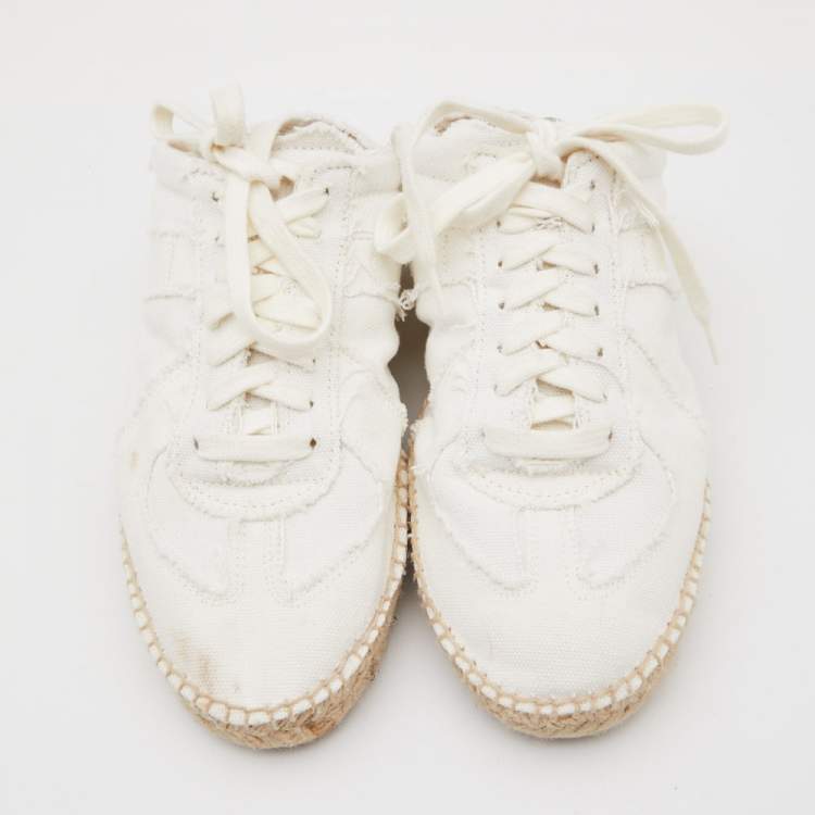 Pre Owned Maison Martin Margiela White Canvas Backless Espadrille Sneakers Size 39