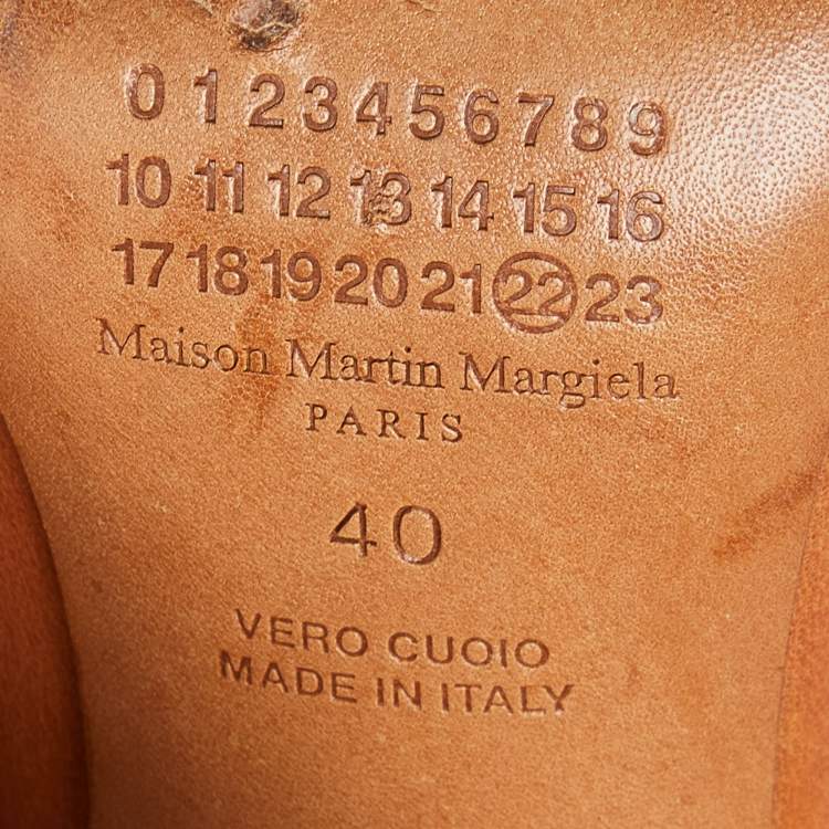 Pre Owned Maison Martin Margiela Brown/Black Leather Knee Length Block Heel Boots Size 40