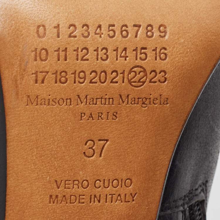 Pre Owned Maison Martin Margiela Black Leather Open Toe Ankle Booties Size 37