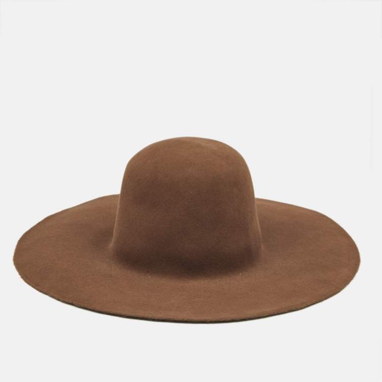 Pre Owned Maison Michel Paris Dusty Beige Felt Trent Hat M