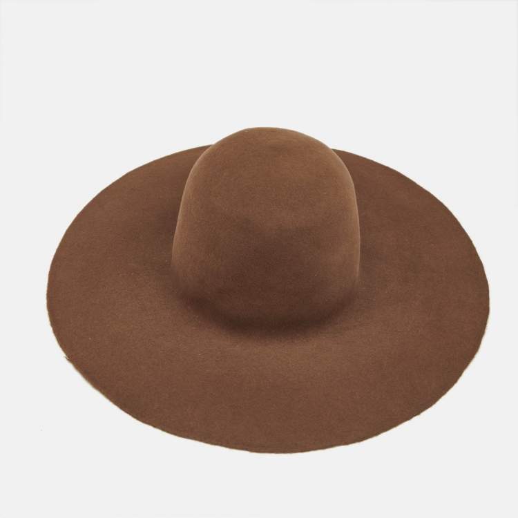 Pre Owned Maison Michel Paris Dusty Beige Felt Trent Hat M
