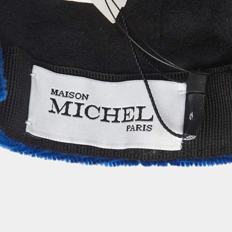 مملوكة مسبقًا Maison Michel Paris Blue Velvet Tiger Cap M