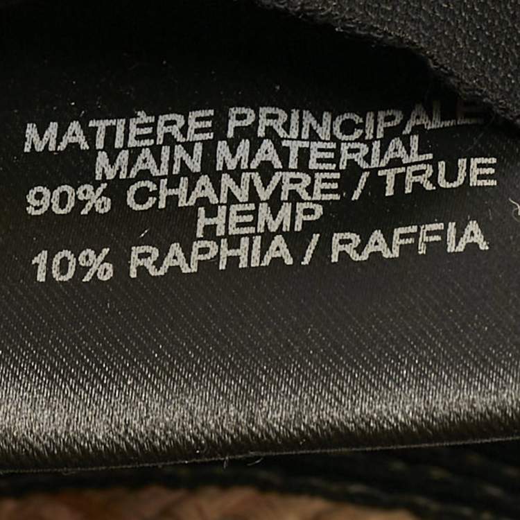 Pre Owned Maison Michel Paris Black Striped Straw Ursula Hat L