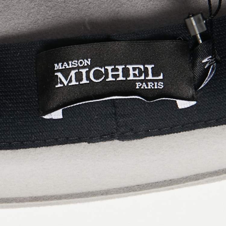 Pre Owned Maison Michel Paris Pearl Grey Felt Kiki Hat M