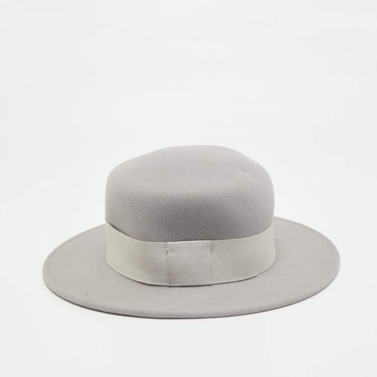 Pre Owned Maison Michel Paris Pearl Grey Felt Kiki Hat M