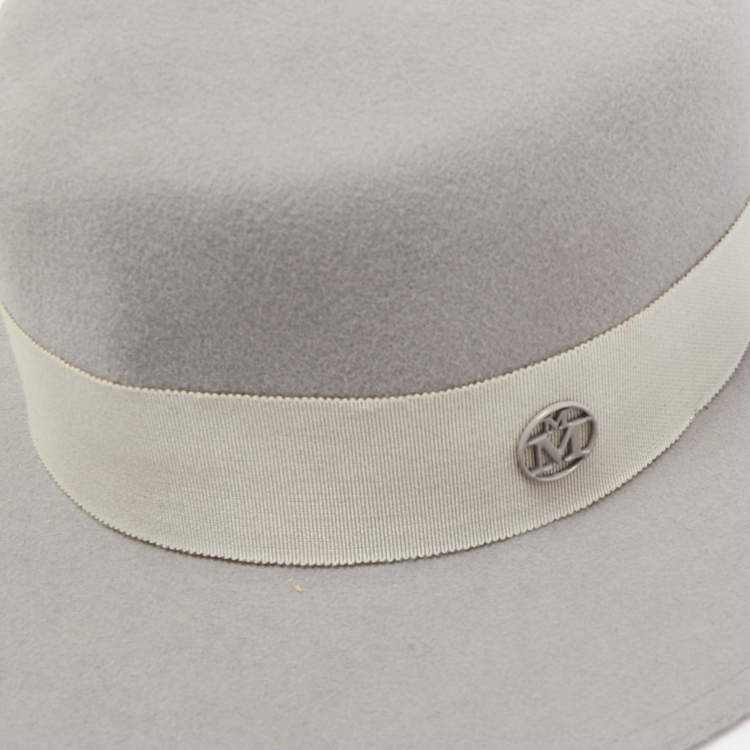 Pre Owned Maison Michel Paris Pearl Grey Felt Kiki Hat M