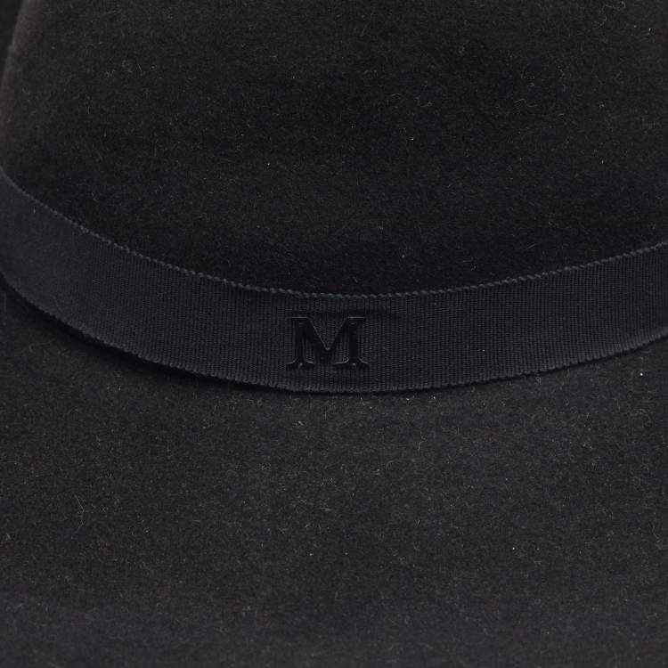 Pre Owned Maison Michel Paris Black Blanche Felt Wide-Brim Hat M
