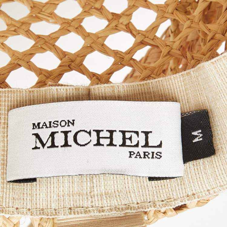 Pre Owned Maison Michel Paris Beige Straw Sun Hat M