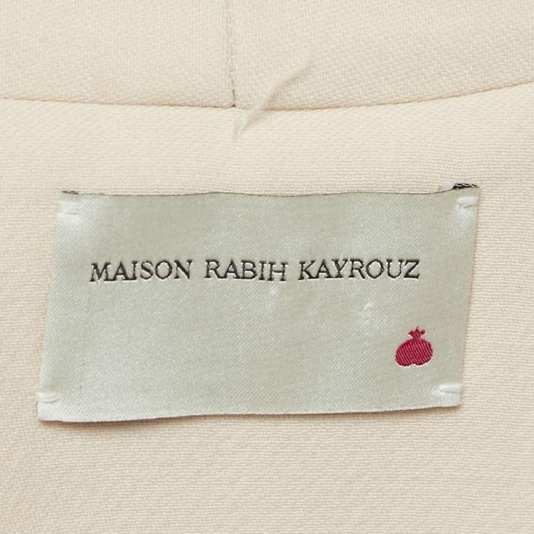 Pre Owned Maison Rabih Kayrouz Beige Wool Slit Detail Overcoat XS
