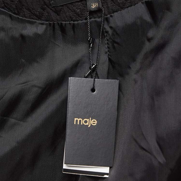 Pre Owned Maje Black Flocked Tonal Cotton Blend Blazer M