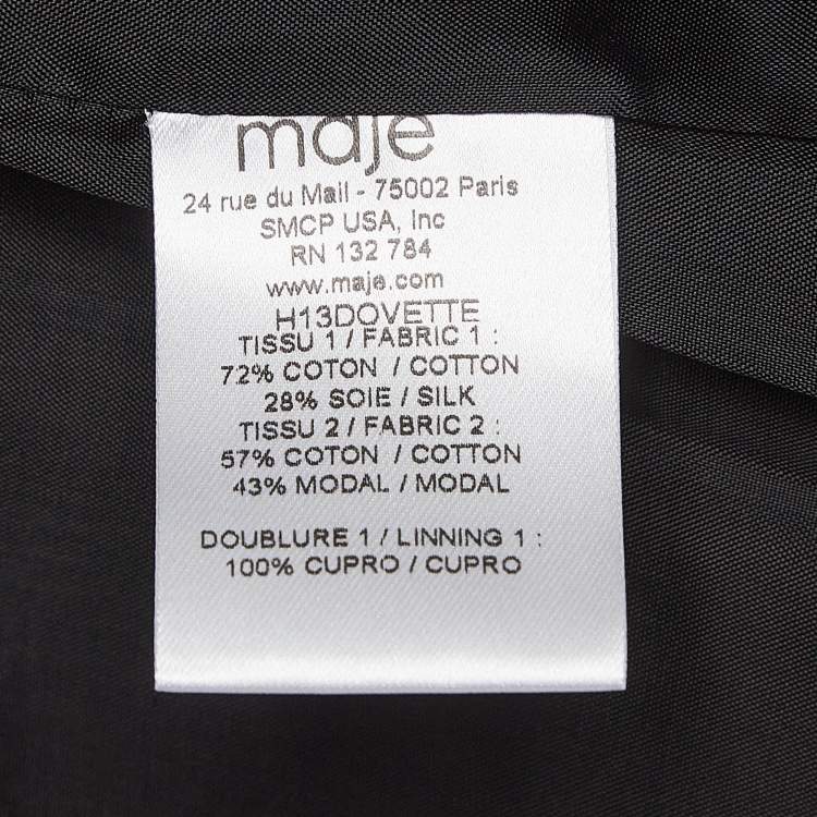 Pre Owned Maje Black Flocked Tonal Cotton Blend Blazer M