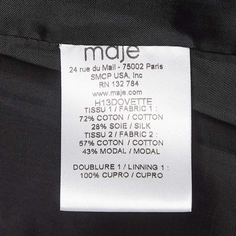 Pre Owned Maje Black Flocked Tonal Cotton Blend Blazer M