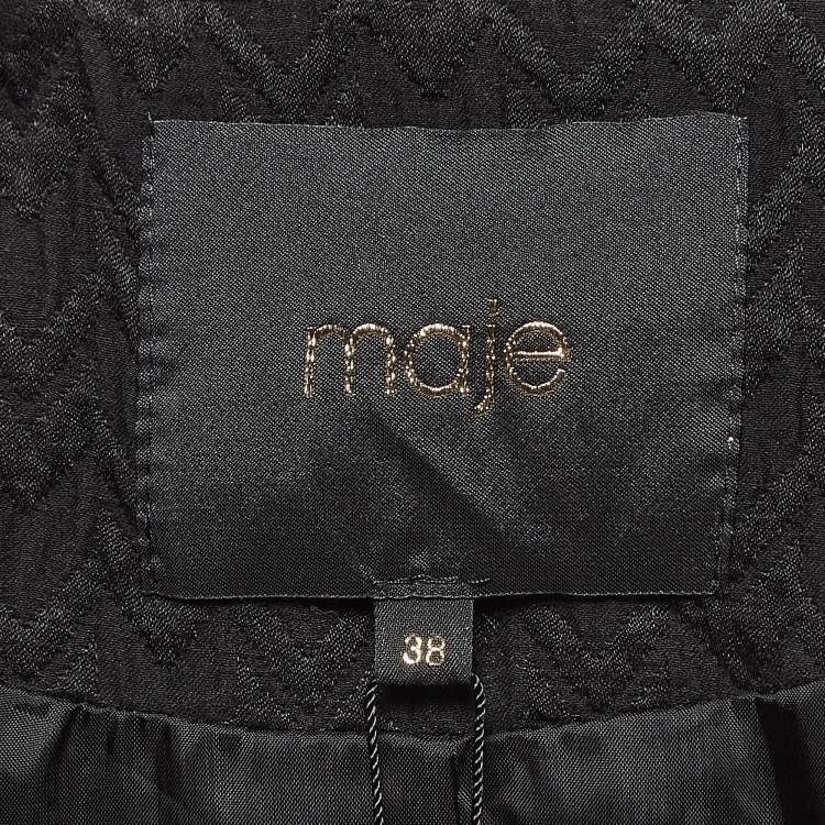 Pre Owned Maje Black Flocked Tonal Cotton Blend Blazer M