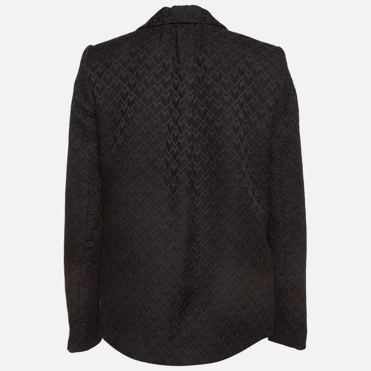 Pre Owned Maje Black Flocked Tonal Cotton Blend Blazer M