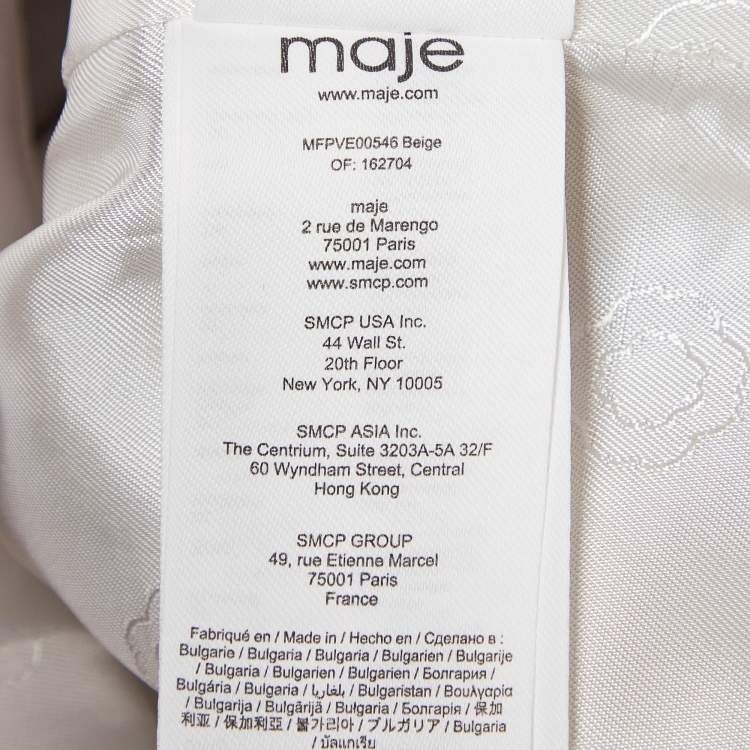Pre Owned Maje Beige Pinstripe Wool Blend Double Breasted Blazer S