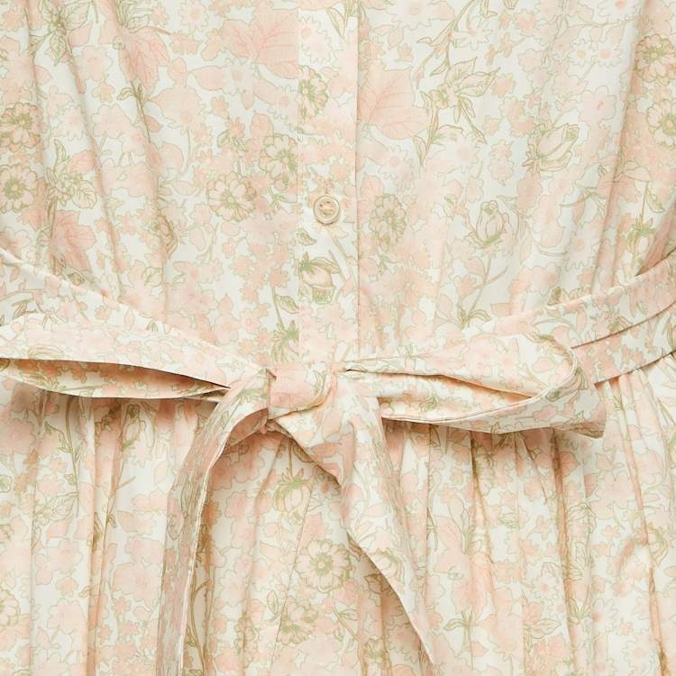 Pre Owned Maje Pink Floral Print Cotton Cut-Out Embroidered Short Dress M