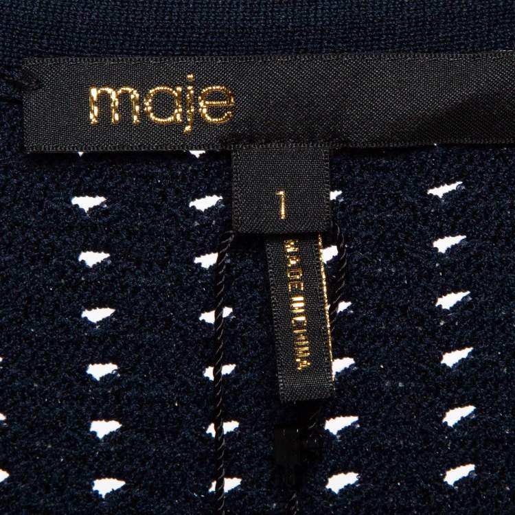 Pre Owned Maje Navy Blue Stripe Stretch Knit Moulante Nuit Dress S
