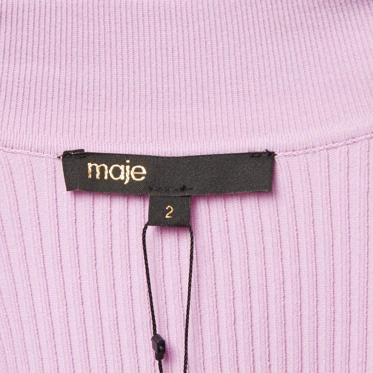 Pre Owned Maje Purple Rib Knit Buttoned Mimosalia Top M