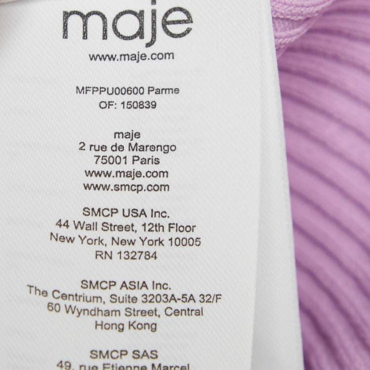 Pre Owned Maje Purple Rib Knit Buttoned Mimosalia Top M
