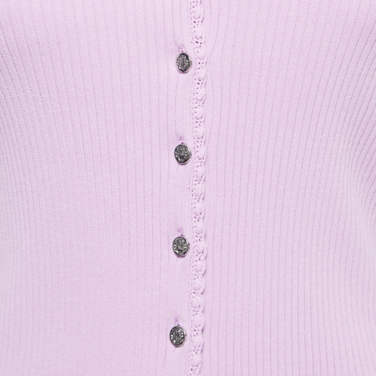 Pre Owned Maje Purple Rib Knit Buttoned Mimosalia Top M