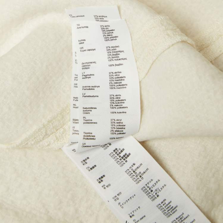 Pre Owned Maje White Tweed Open Front Detail Mini Dress L
