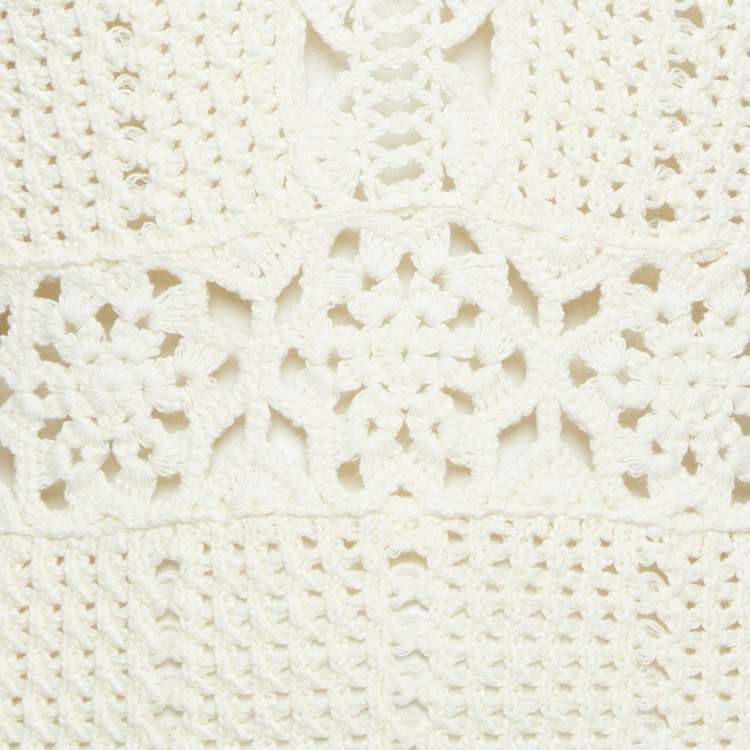 Pre Owned Maje Cream Crochet Knit Sleeveless Rebelle Mini Dress M