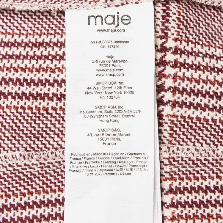 Pre Owned Maje Red Checked Cotton Blend Godets Mini Skirt L